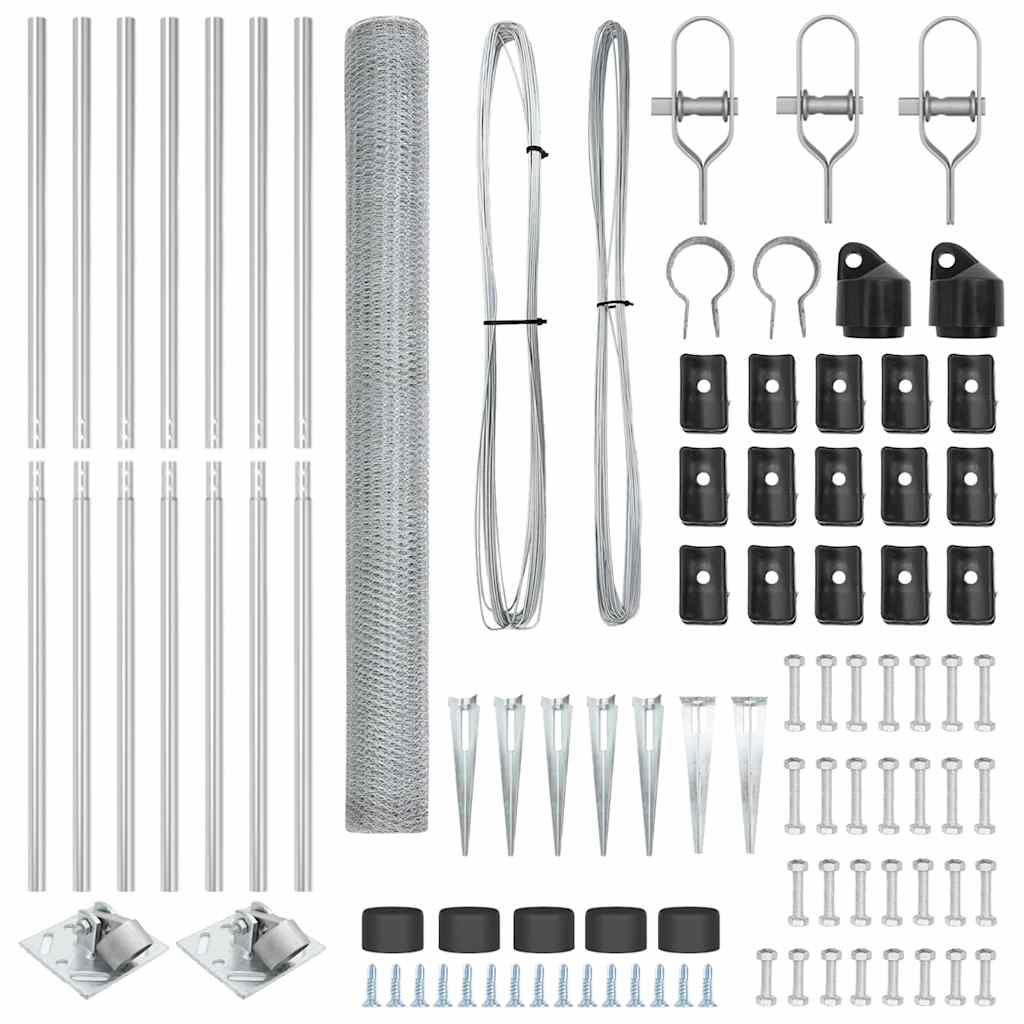 vidaXL Zaun mit Pfosten Silber 1,6 x 10 m PVC-beschichteter Stahl - Image 4