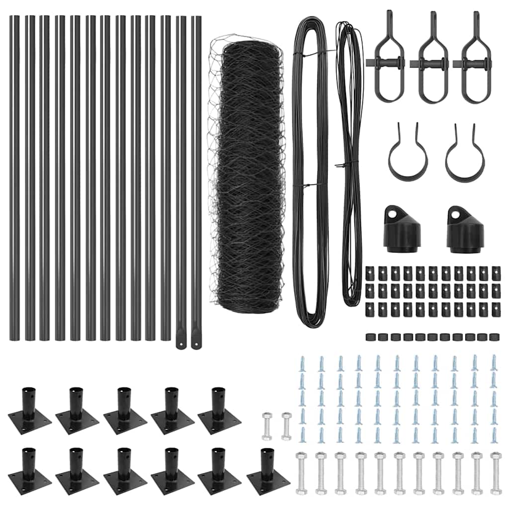 vidaXL Zaun mit Pfosten Grau 0,4 x 25 m PVC-beschichteter Stahl - Image 4