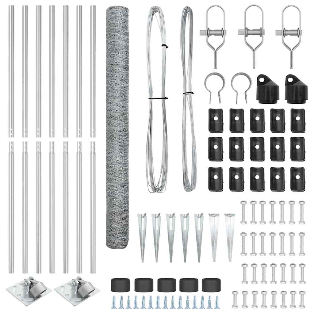 vidaXL Zaun mit Pfosten Silber 1,6 x 10 m PVC-beschichteter Stahl - Image 4