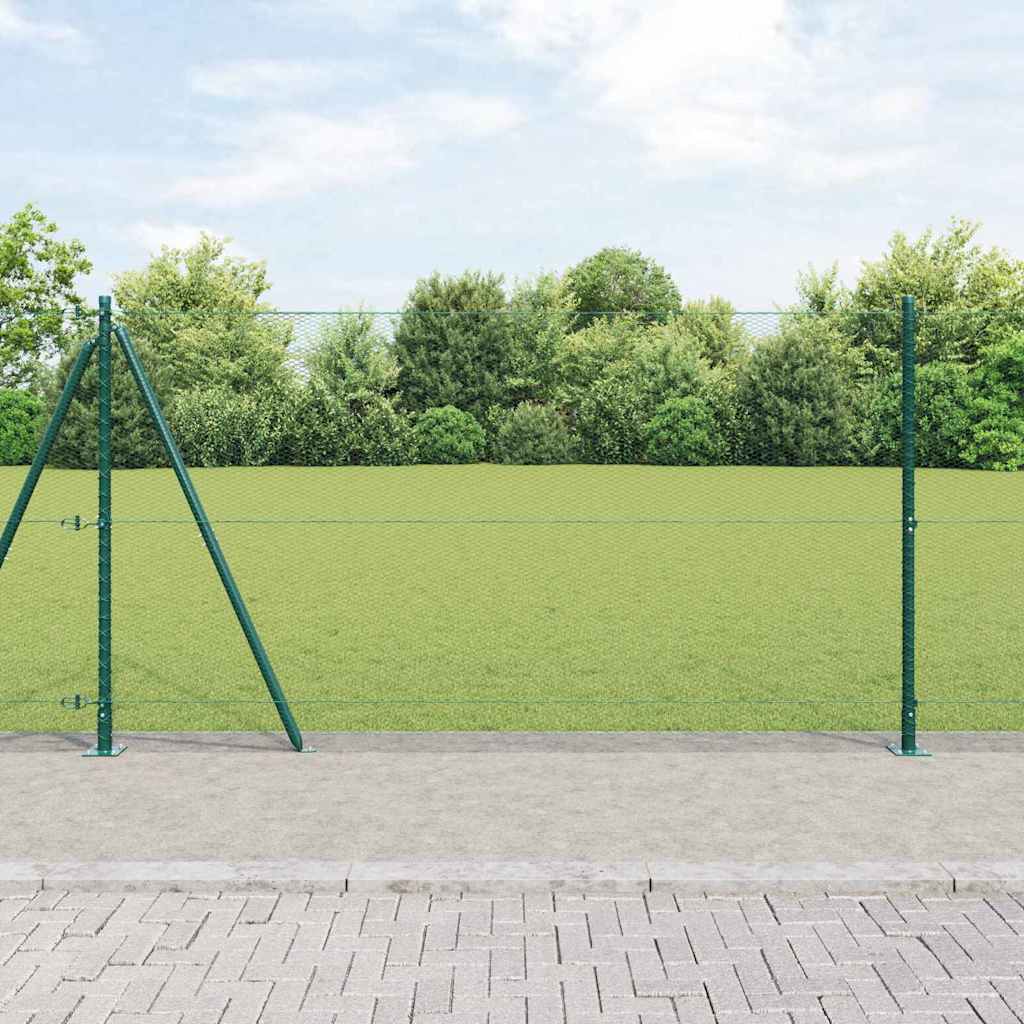 vidaXL Zaun mit Pfosten Grün 1,2 x 10 m PVC-beschichteter Stahl