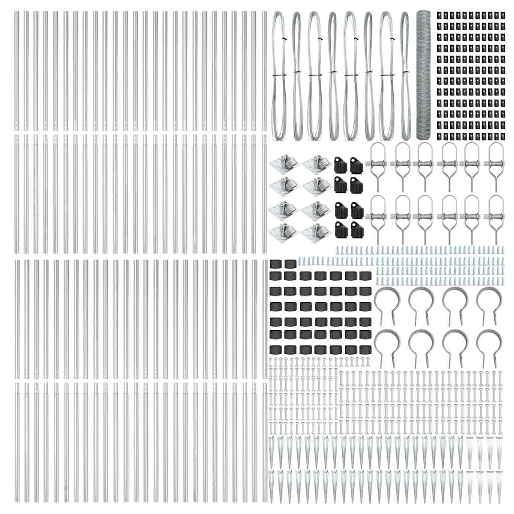 vidaXL Zaun mit Pfosten Silber 1,4 x 100 m PVC-beschichteter Stahl - Image 4