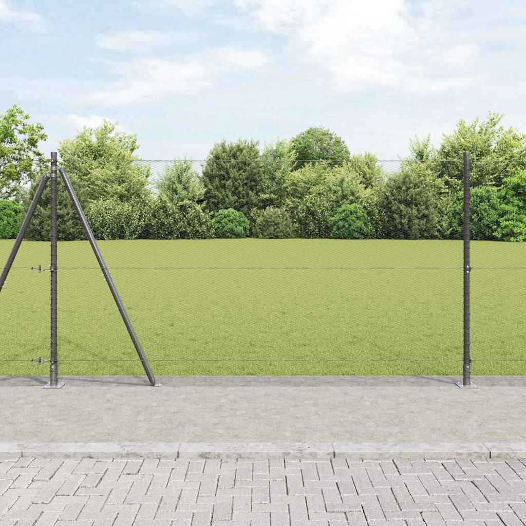 vidaXL Zaun mit Pfosten Grau 1,2 x 10 m PVC-beschichteter Stahl