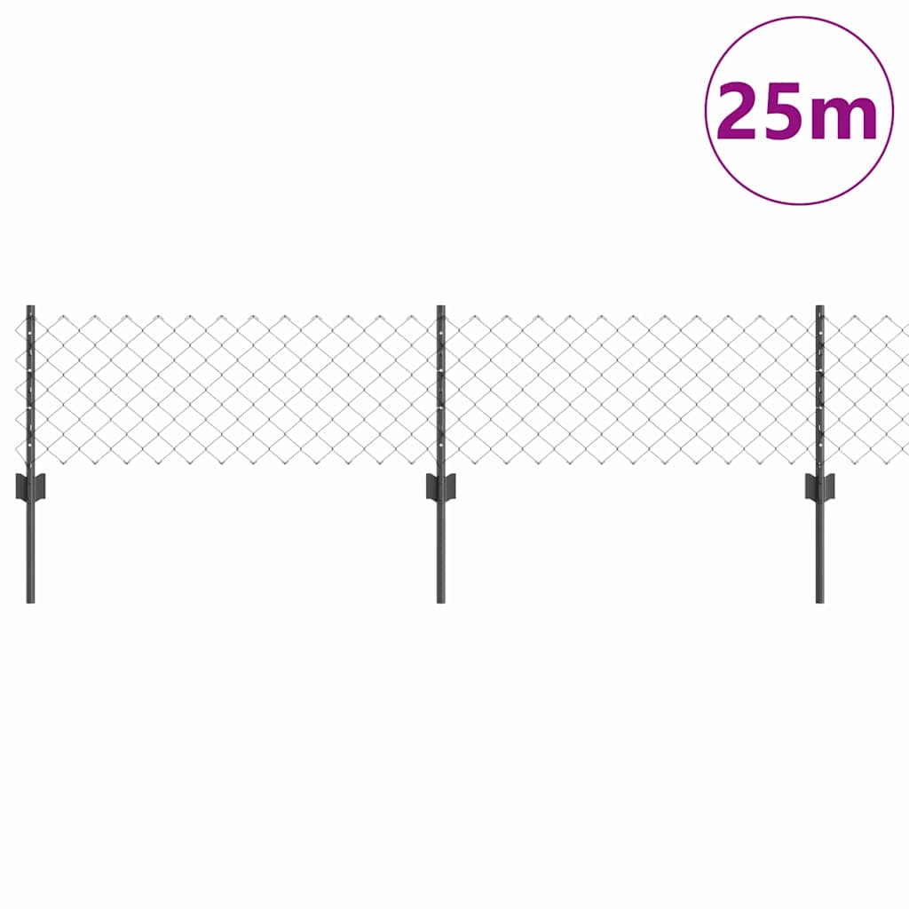 vidaXL Zaun mit Pfosten Grau 0,4 x 25 m Stahl - Image 3