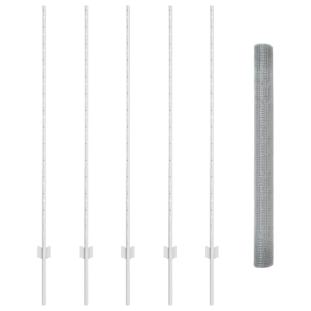 vidaXL Zaun mit Pfosten Silber 1,4 x 10 m Stahl - Image 4