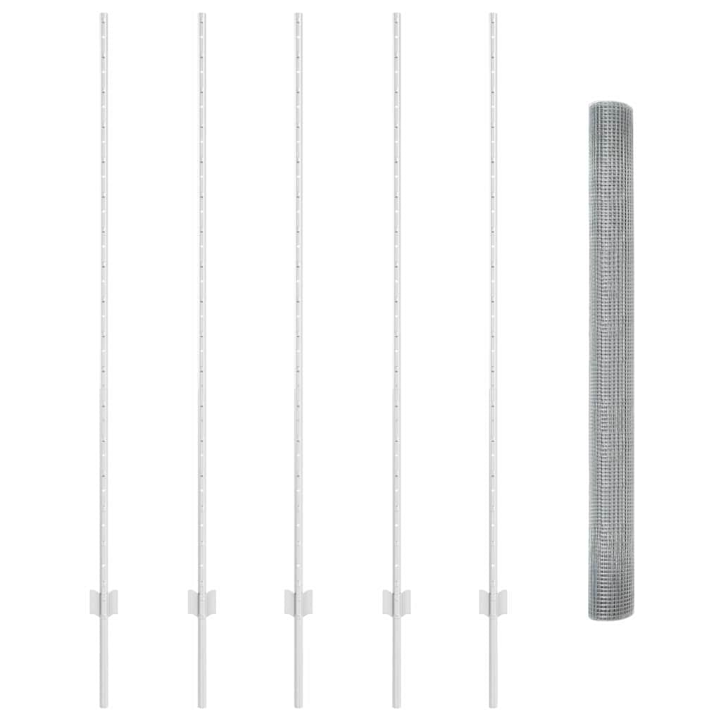 vidaXL Zaun mit Pfosten Silber 1,5 x 10 m Stahl - Image 4