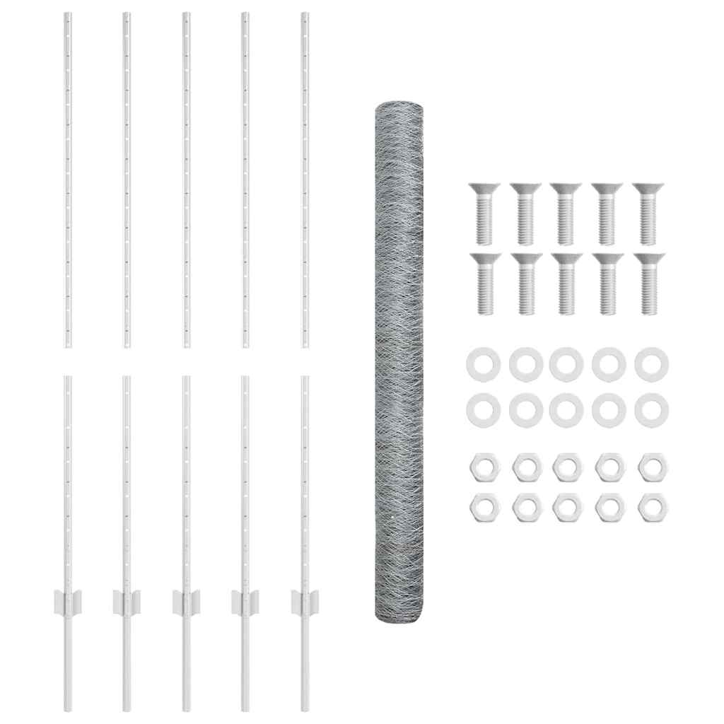 vidaXL Zaun mit Pfosten Silber 1,4 x 10 m Stahl - Image 5