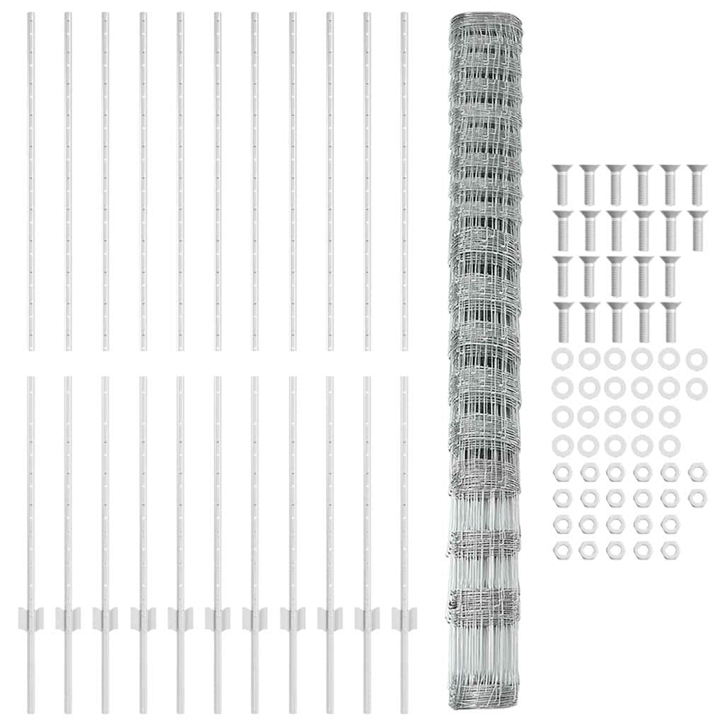 vidaXL Zaun mit Pfosten Silber 1,5 x 25 m Stahl - Image 4