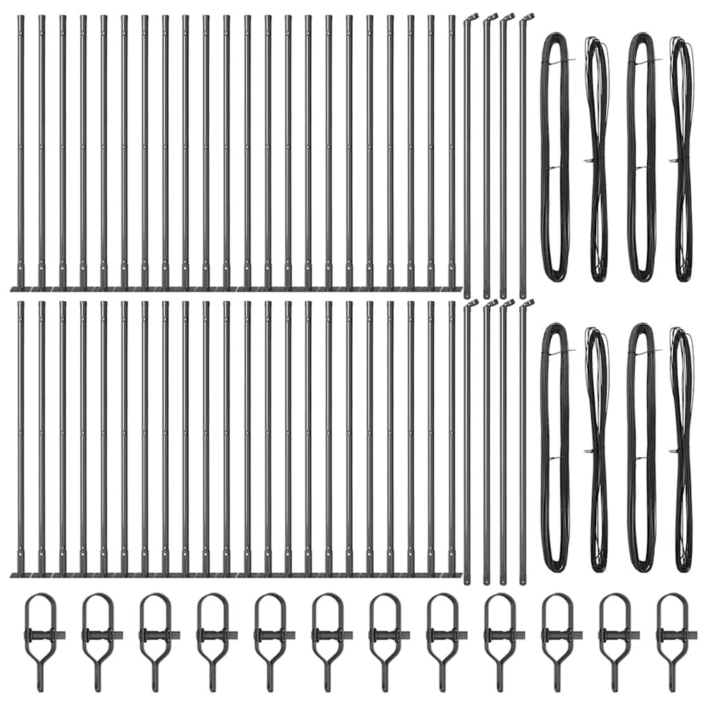 vidaXL Zaunpfosten Sonstiges 52 pcs Grau 3,2 x 3,2 x 90 cm Stahl - Image 3