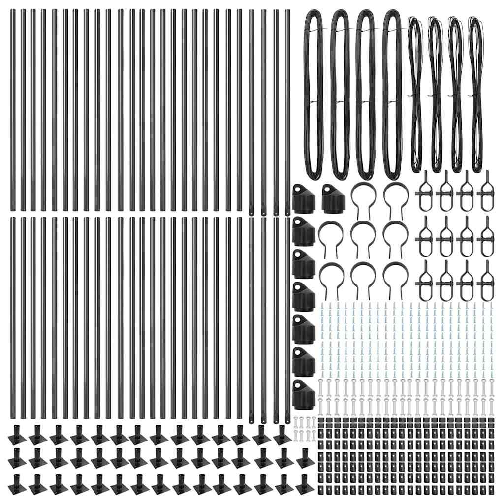 vidaXL Zaunpfosten Sonstiges 52 pcs Grau 3,2 x 3,2 x 90 cm Stahl - Image 4