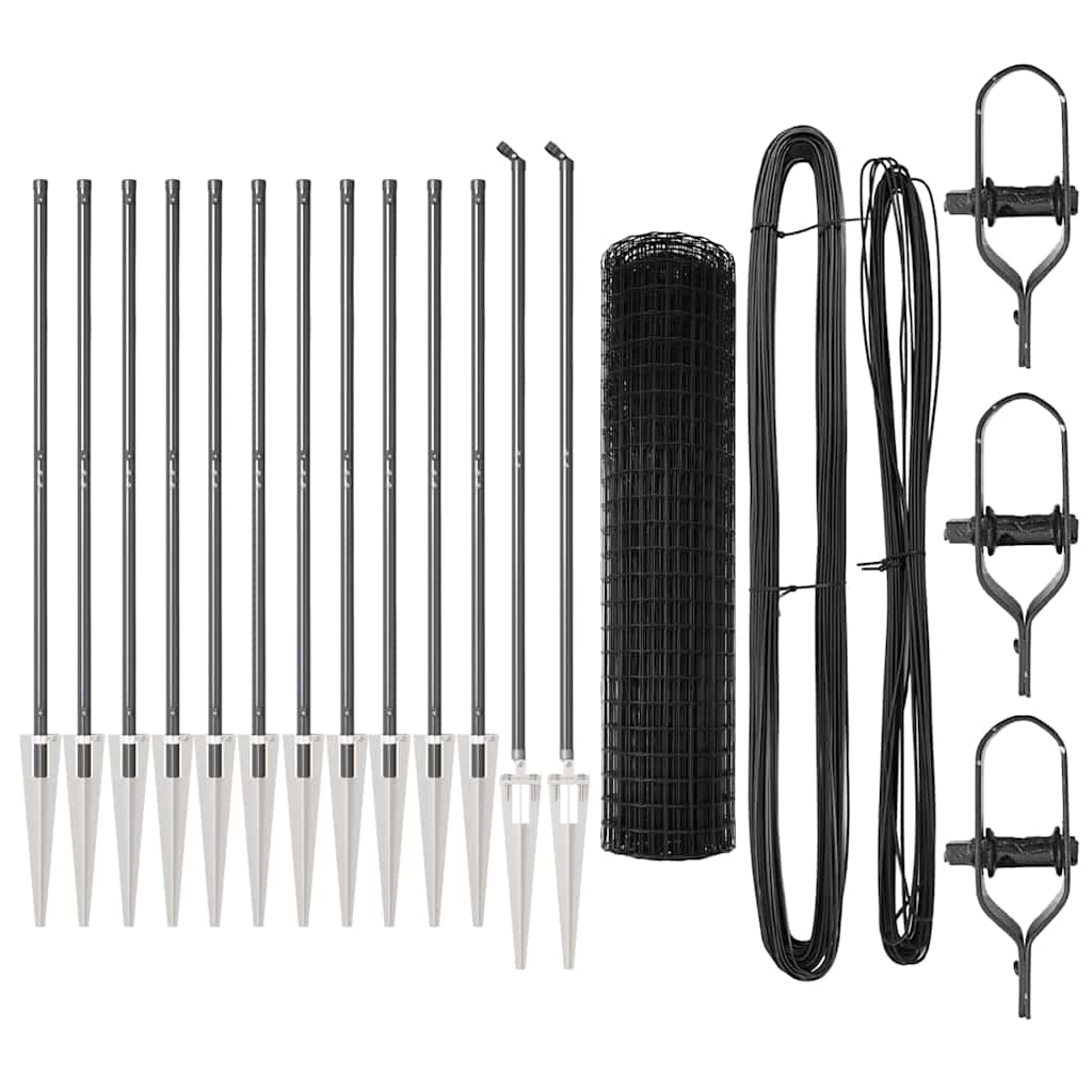 vidaXL Zaun mit Pfosten Grau 1,2 x 25 m Stahl - Image 4