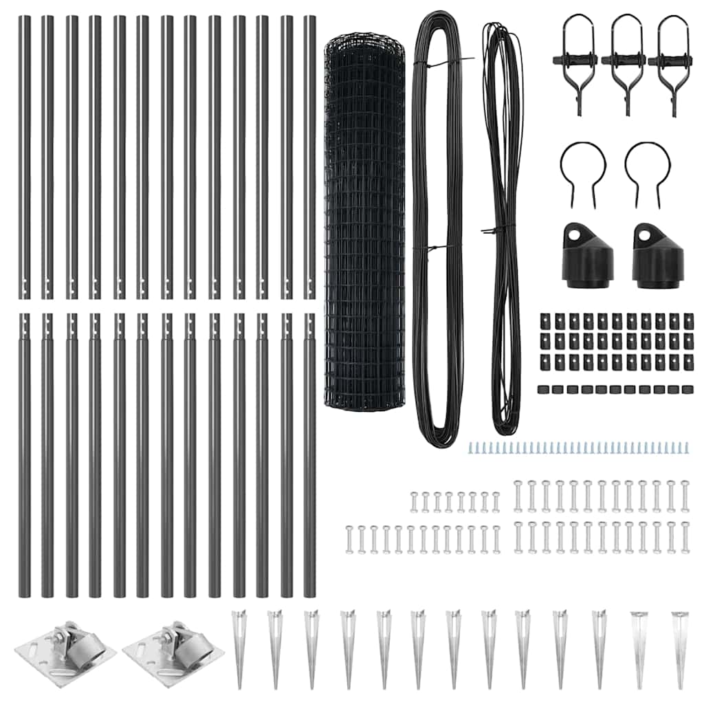 vidaXL Zaun mit Pfosten Grau 1,2 x 25 m Stahl - Image 5