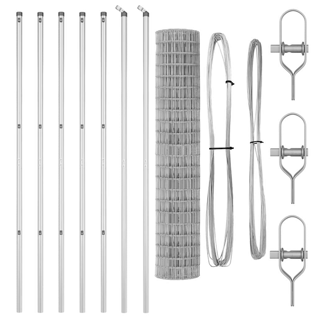 vidaXL Zaun mit Pfosten Silber 1,5 x 10 m Stahl - Image 4