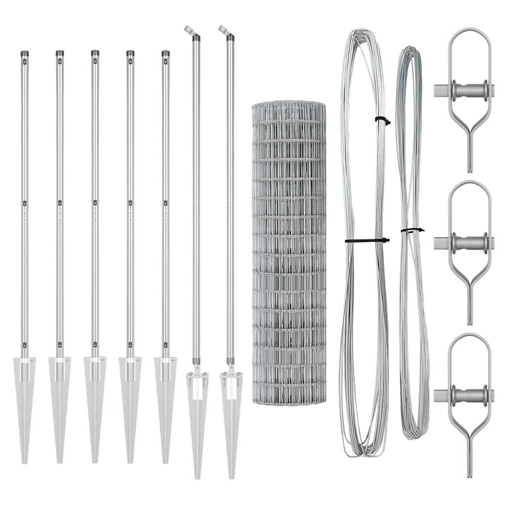 vidaXL Zaun mit Pfosten Silber 1,4 x 10 m Stahl - Image 4