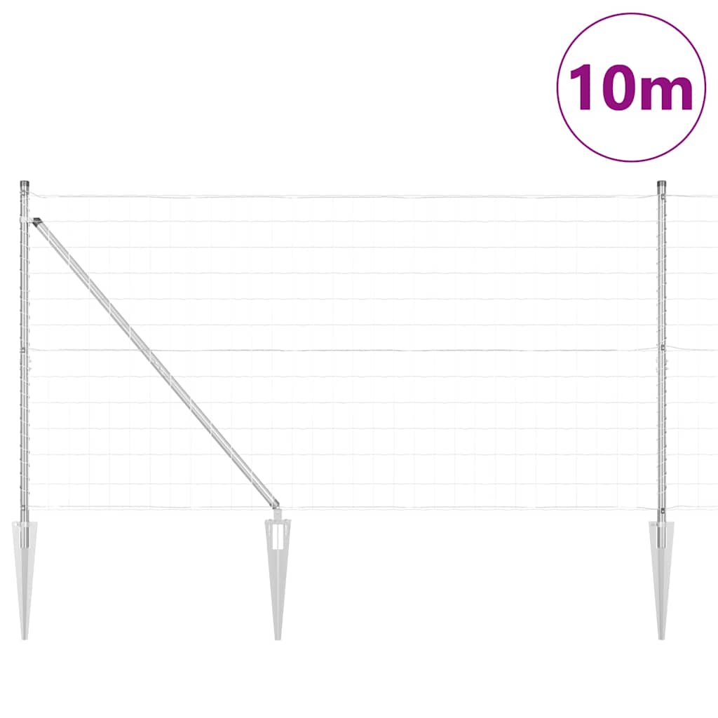 vidaXL Zaun mit Pfosten Silber 1,4 x 10 m Stahl - Image 3