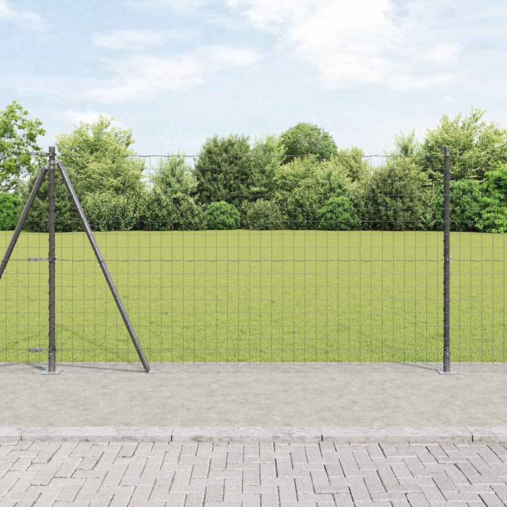 vidaXL Zaun mit Pfosten Grau 1,2 x 25 m Stahl