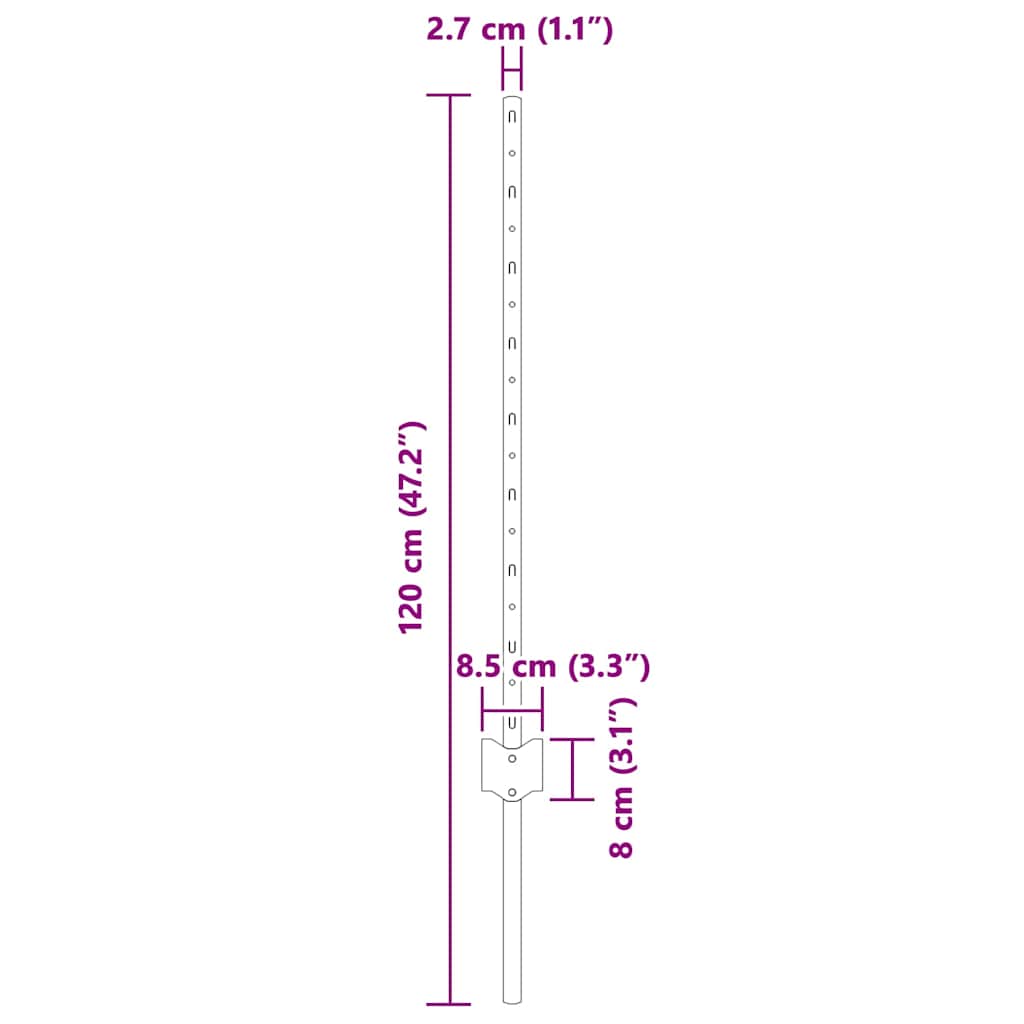 vidaXL Zaunpfosten 5 pcs Grün 80 cm Stahl - Image 6