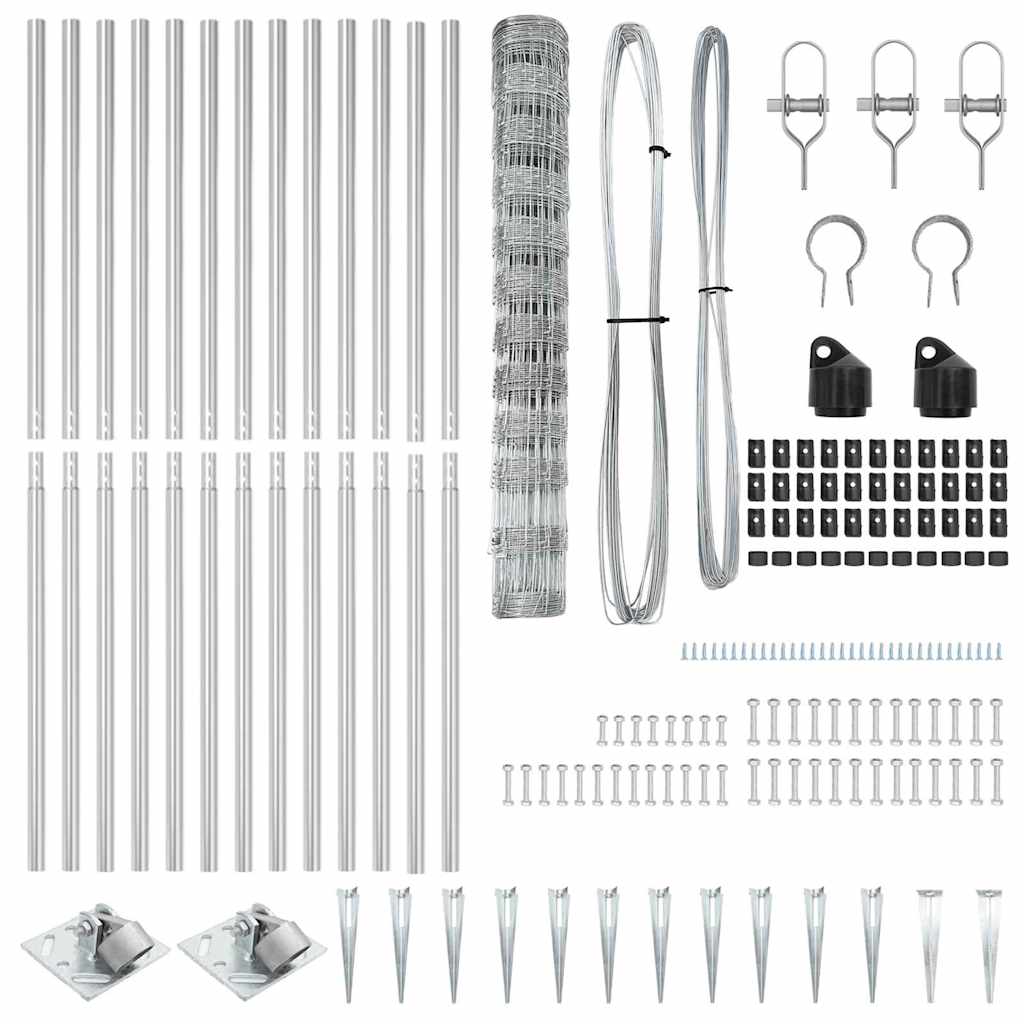 vidaXL Wildzaun Silber 50 x 1,2 m Verzinkter Stahl - Image 5