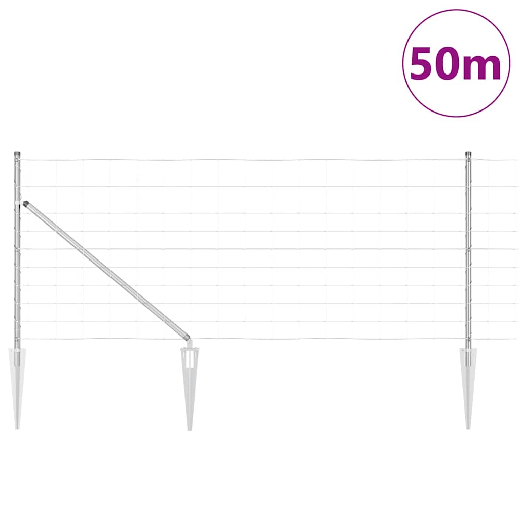 vidaXL Wildzaun Silber 50 x 1 m Verzinkter Stahl - Image 3