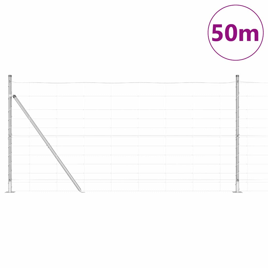 vidaXL Wildzaun Silber 50 x 1,2 m Verzinkter Stahl - Image 3
