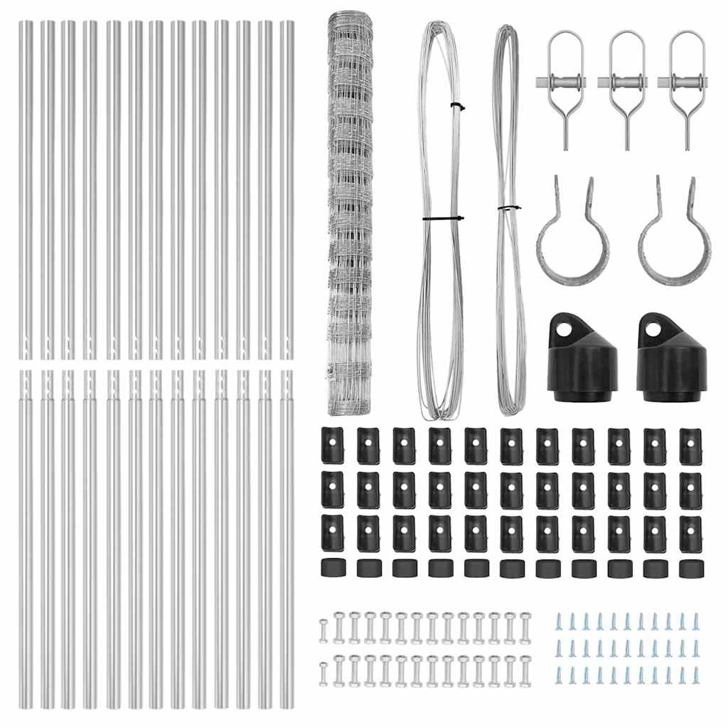 vidaXL Wildzaun Silber 25 x 1,4 m Verzinkter Stahl - Image 5
