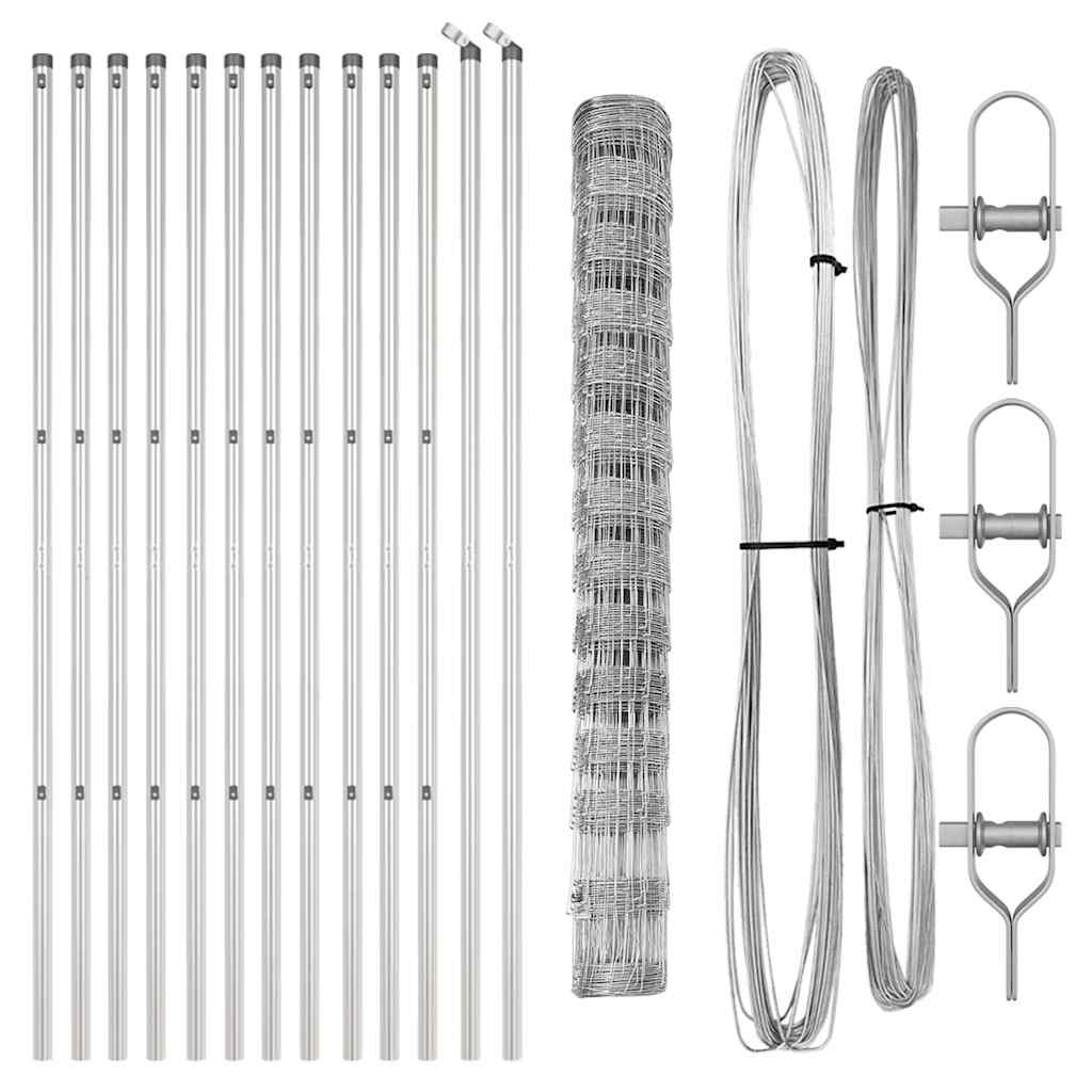 vidaXL Wildzaun Silber 25 x 1,4 m Verzinkter Stahl - Image 4