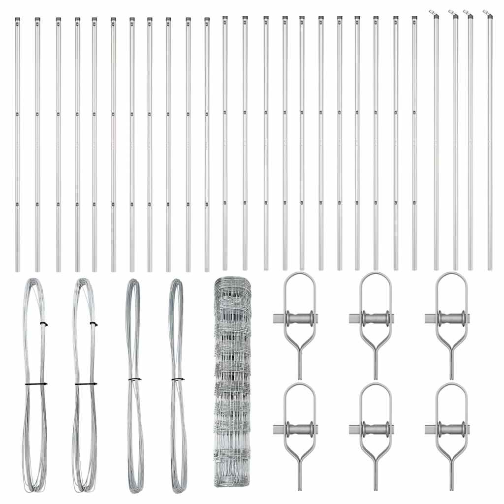 vidaXL Wildzaun Silber 50 x 1 m Verzinkter Stahl - Image 4