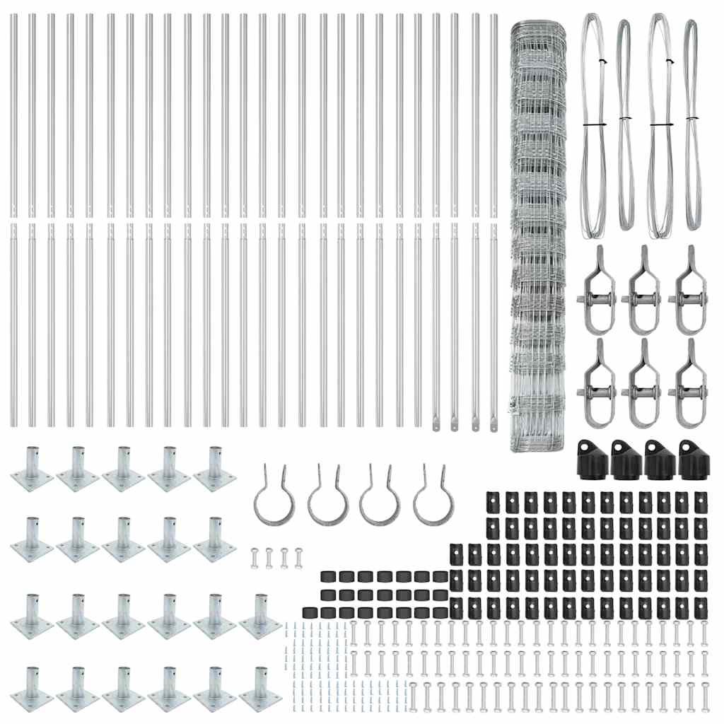 vidaXL Wildzaun Silber 50 x 1,4 m Verzinkter Stahl - Image 5