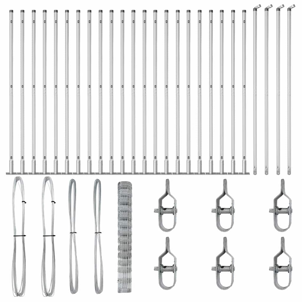vidaXL Wildzaun Silber 50 x 1,4 m Verzinkter Stahl - Image 4