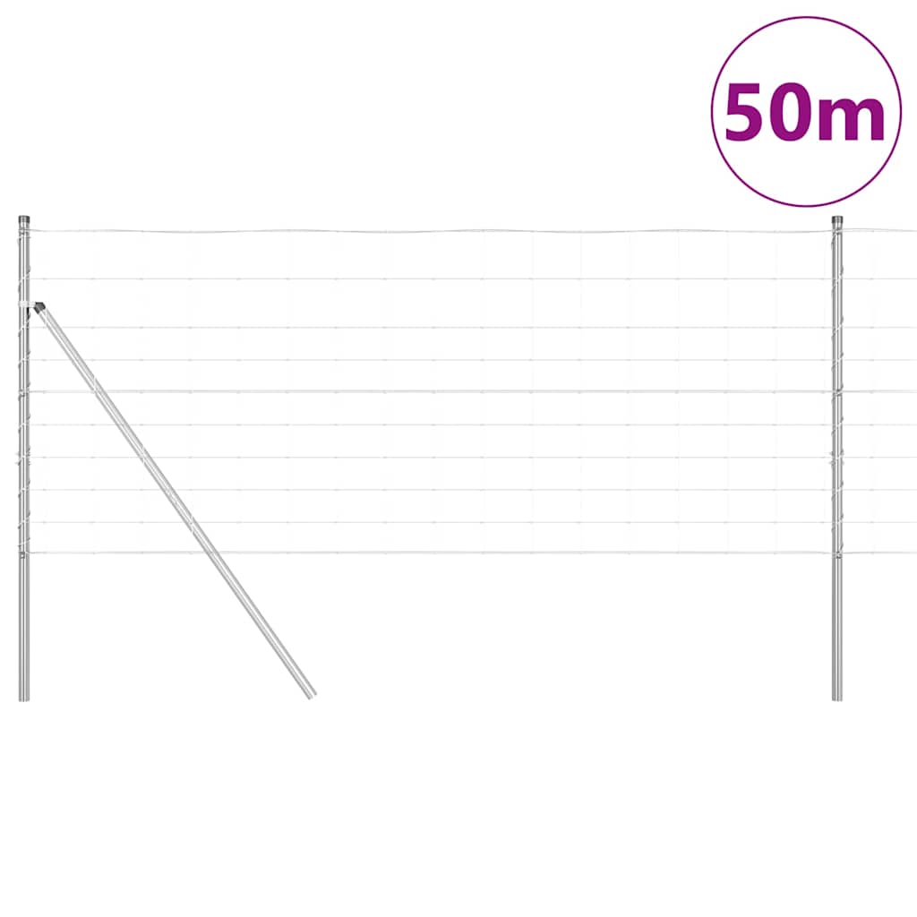 vidaXL Wildzaun Silber 50 x 1 m Verzinkter Stahl - Image 3