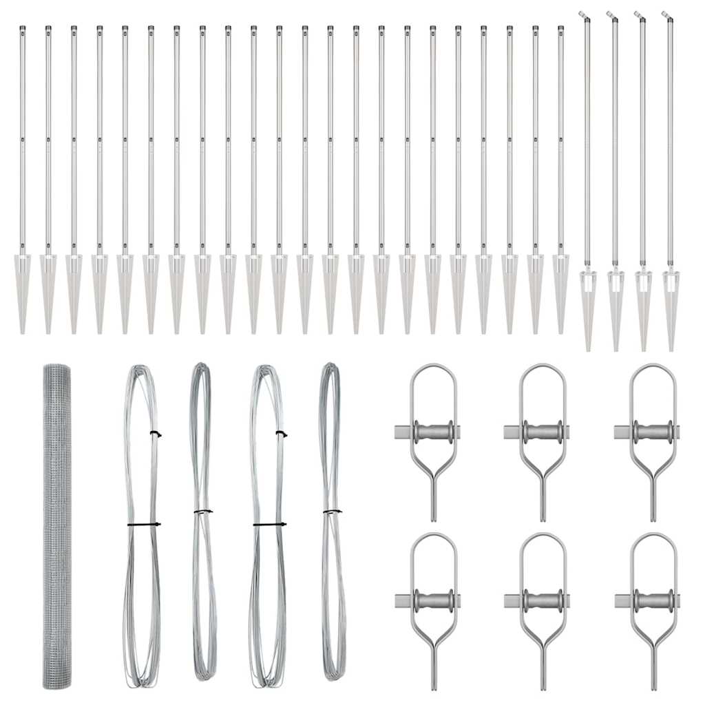 vidaXL Zaun mit Pfosten Silber 1,5 x 50 m Stahl - Image 4