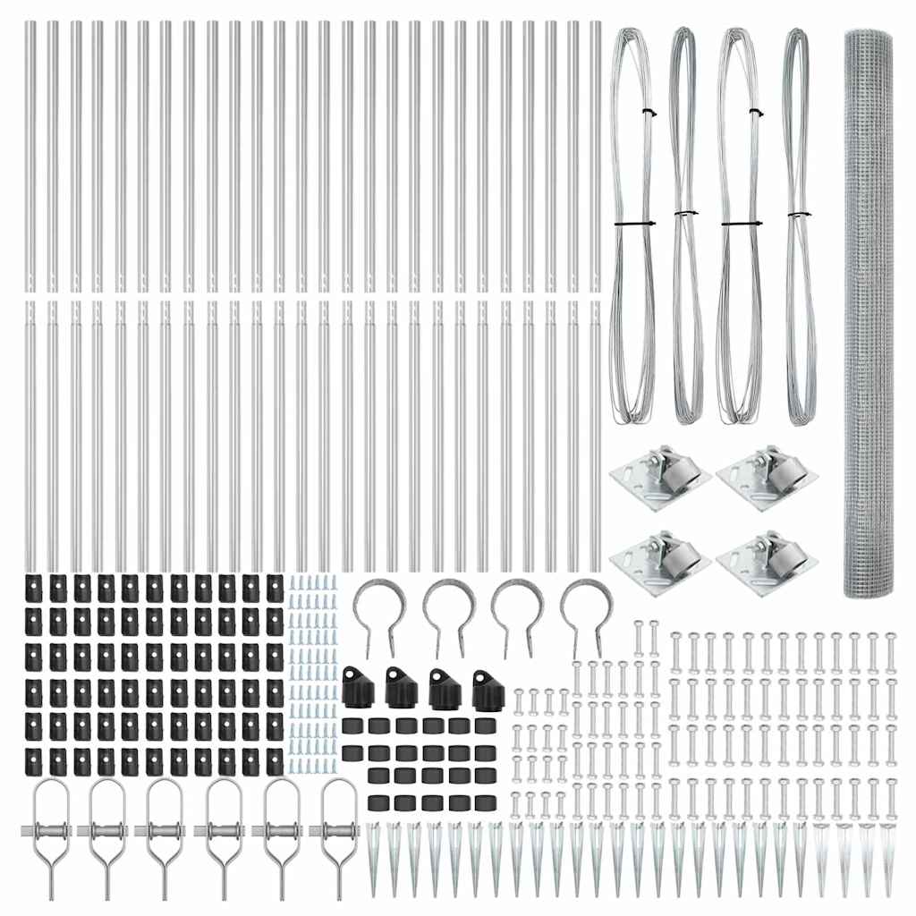 vidaXL Zaun mit Pfosten Silber 1,5 x 50 m Stahl - Image 5