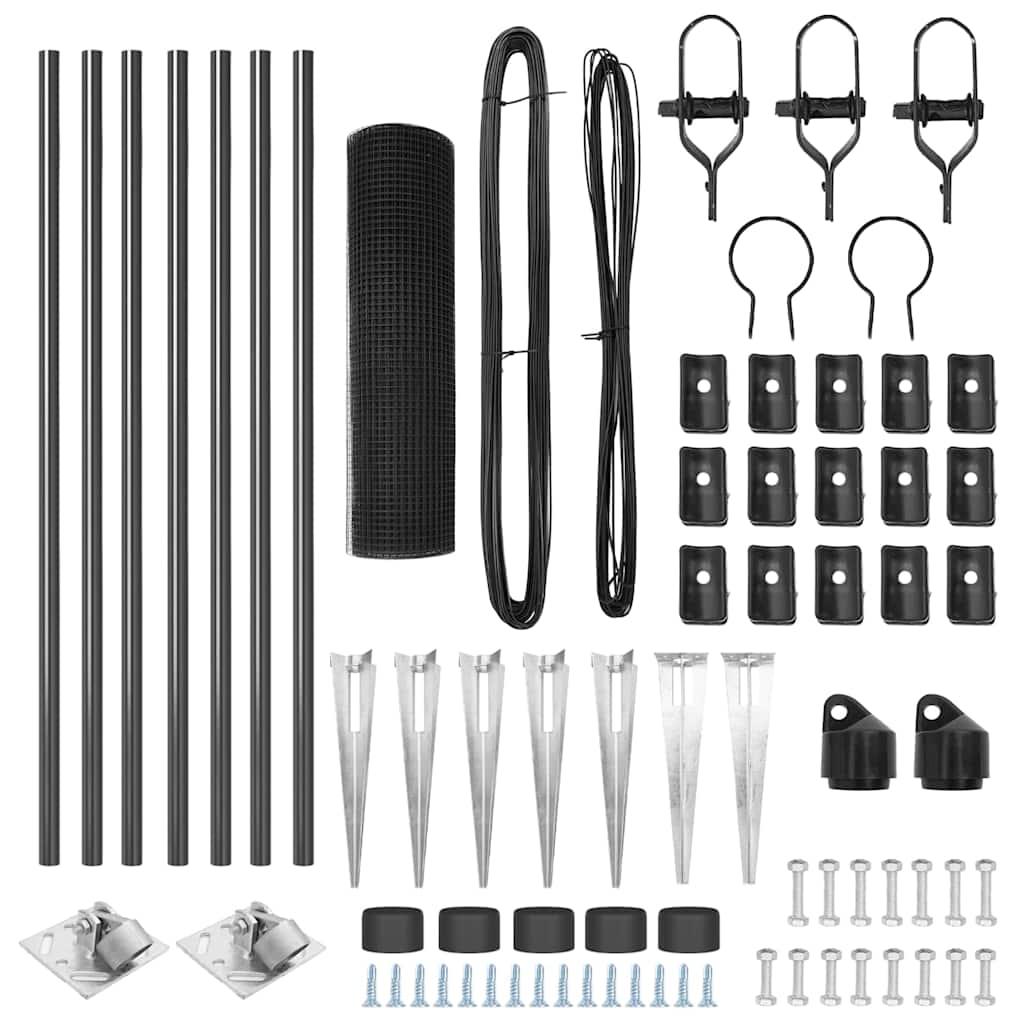 vidaXL Zaun mit Pfosten Grau 0,5 x 10 m Stahl - Image 4