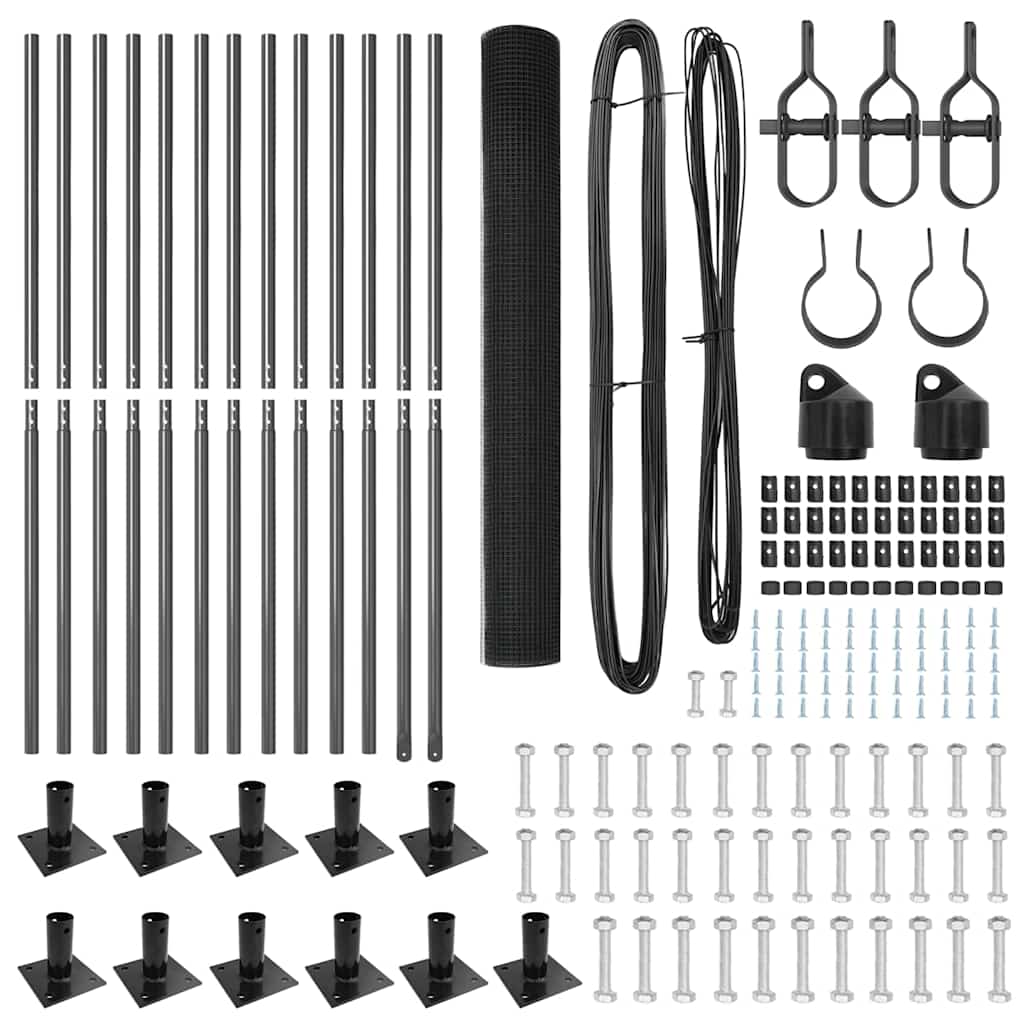 vidaXL Zaun mit Pfosten Grau 1,2 x 25 m Stahl - Image 4