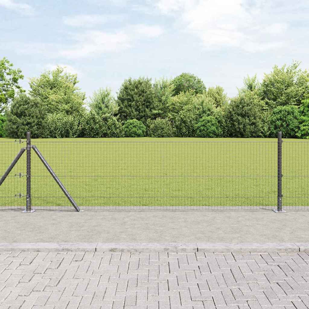 vidaXL Zaun mit Pfosten Grau 0,5 x 50 m Stahl