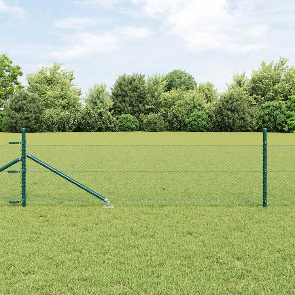 vidaXL Zaun mit Pfosten Grün 0.4 x 50 m PVC-beschichteter Stahl