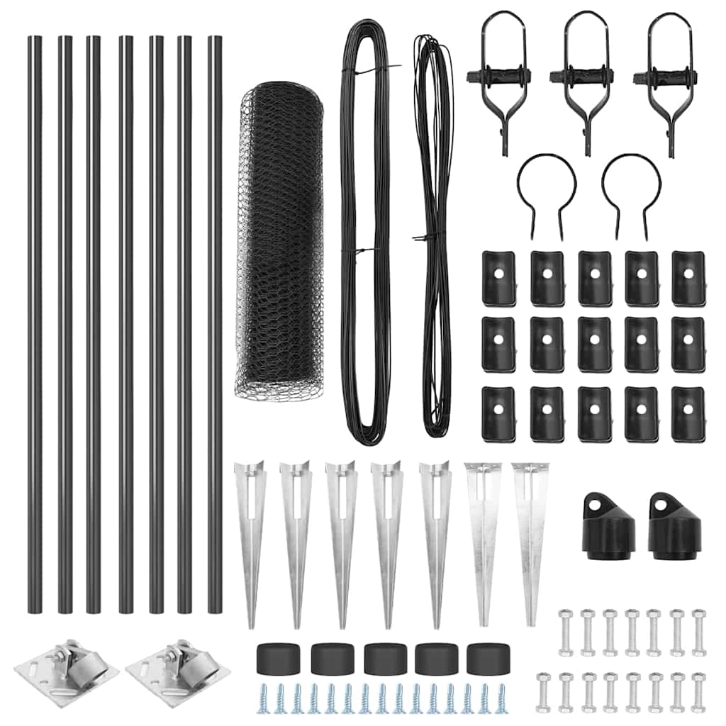 vidaXL Zaun mit Pfosten Grau 0,8 x 10 m PVC-beschichteter Stahl - Image 4