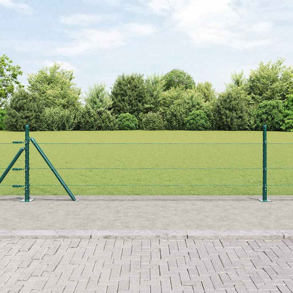 vidaXL Zaun mit Pfosten Grün 0,5 x 10 m PVC-beschichteter Stahl