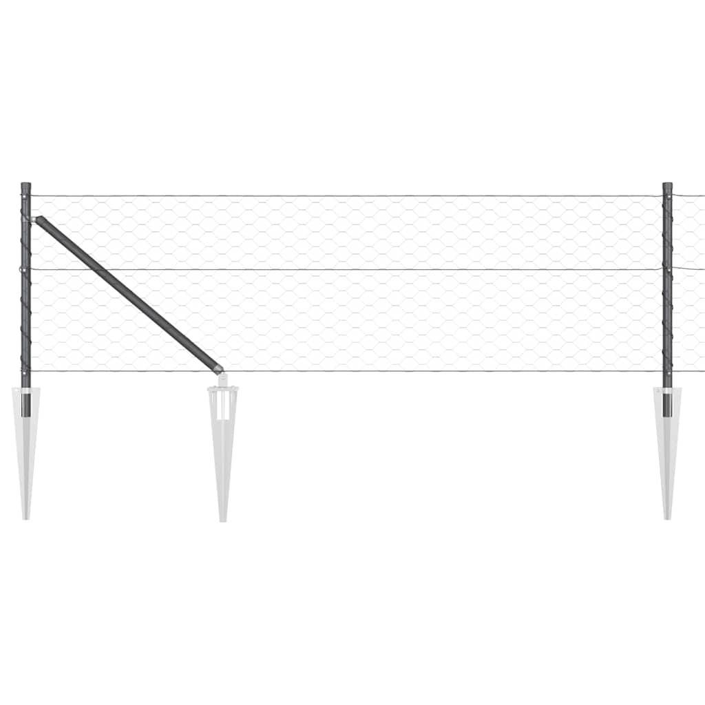 vidaXL Zaun mit Pfosten Grau 0,6 x 25 m PVC-beschichteter Stahl - Image 6