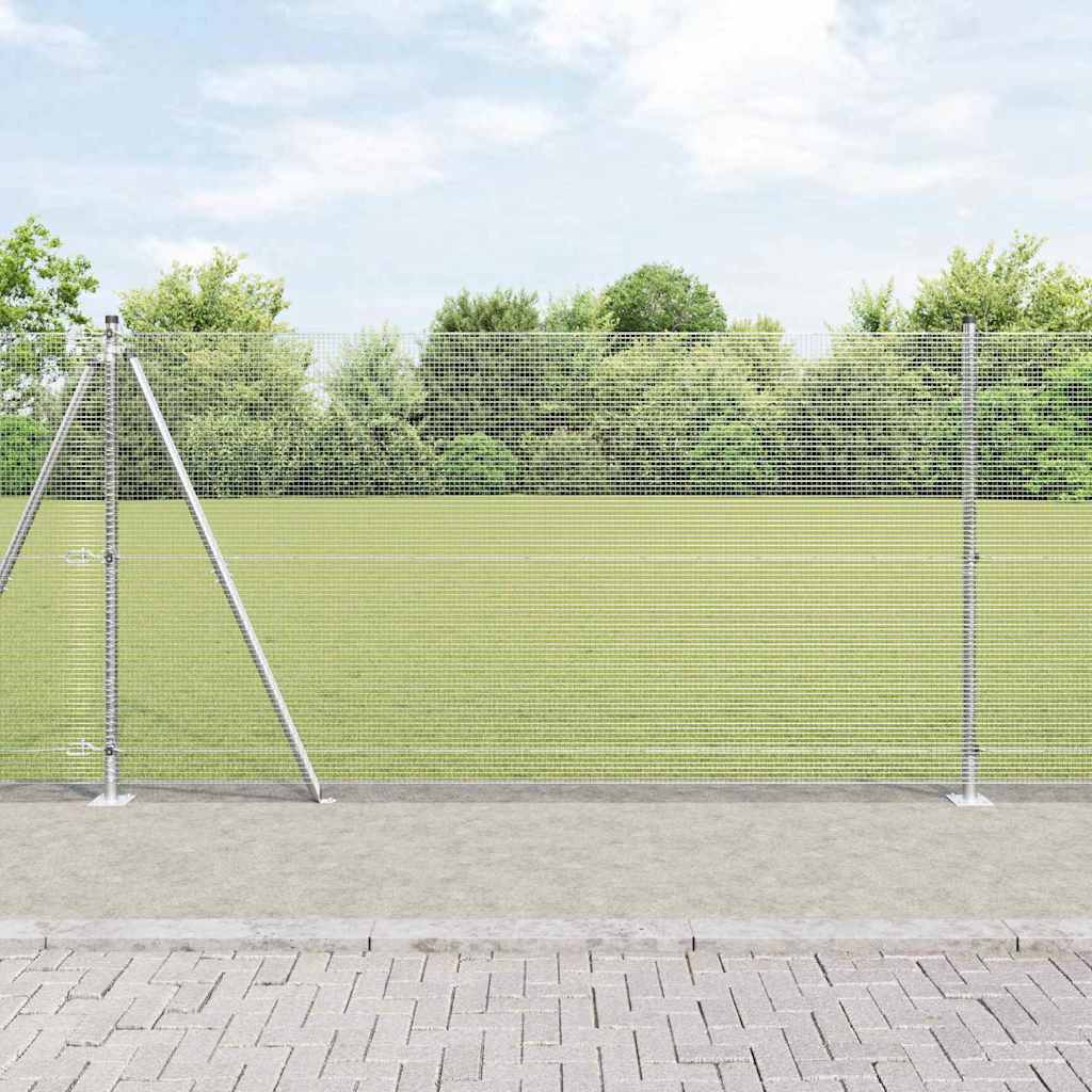 vidaXL Zaun mit Pfosten Silber 1,2 x 50 m Stahl