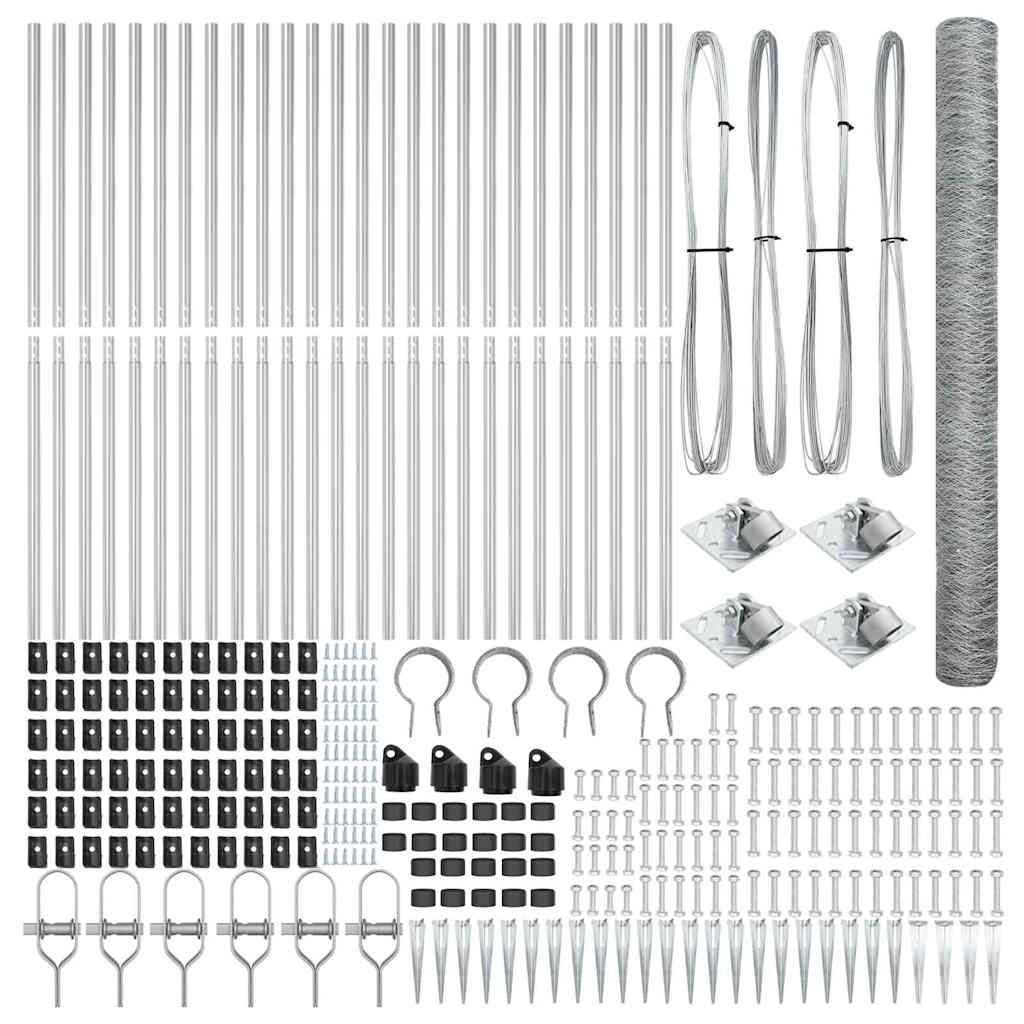 vidaXL Zaun mit Pfosten Silber 1,5 x 50 m PVC-beschichteter Stahl - Image 4
