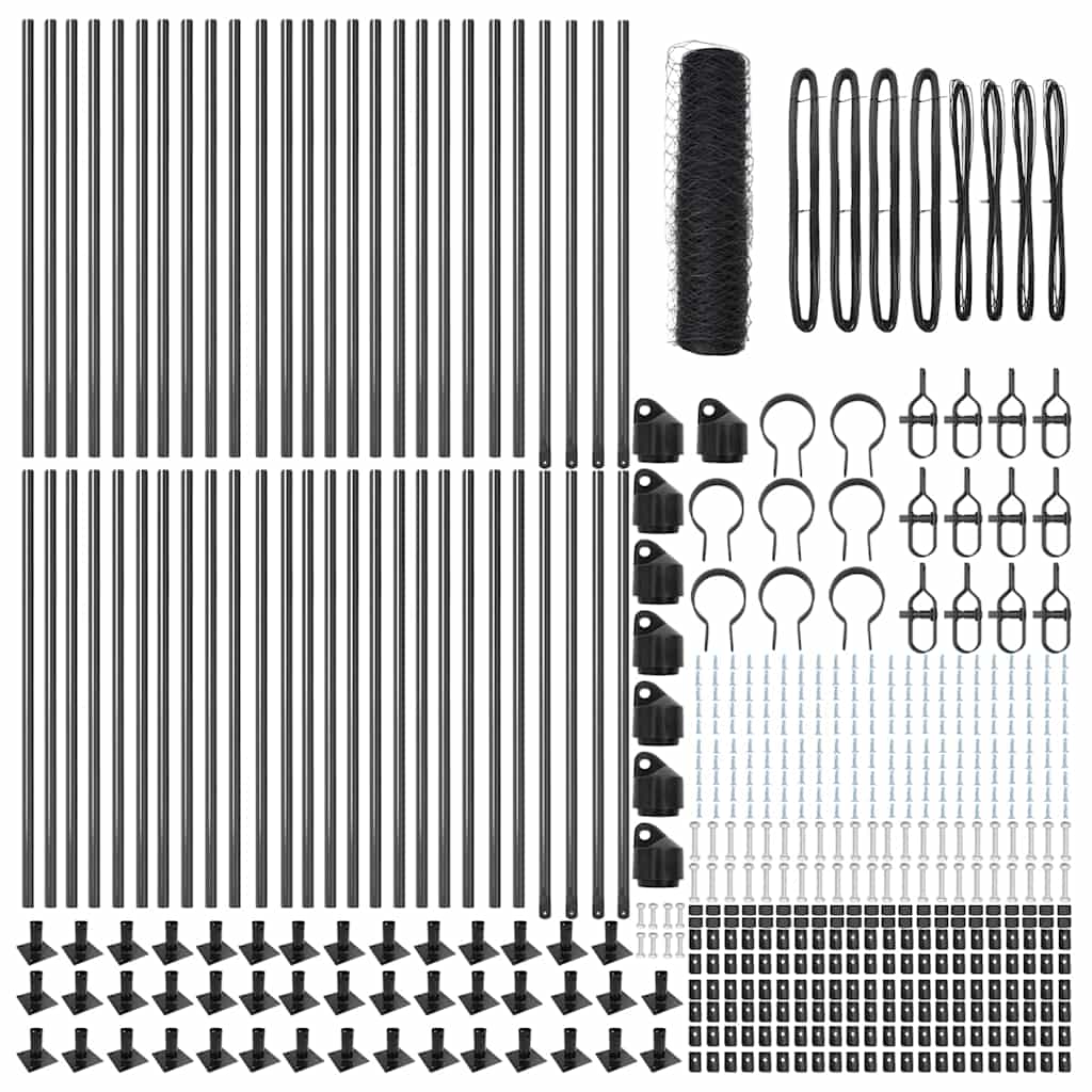 vidaXL Zaun mit Pfosten Grau 0,4 x 100 m PVC-beschichteter Stahl - Image 4