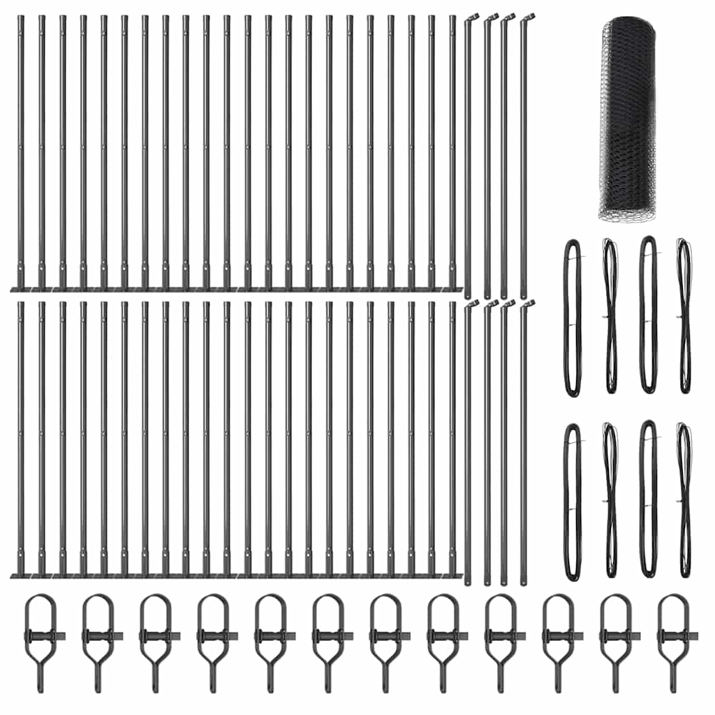 vidaXL Zaun mit Pfosten Grau 0,5 x 100 m PVC-beschichteter Stahl - Image 4