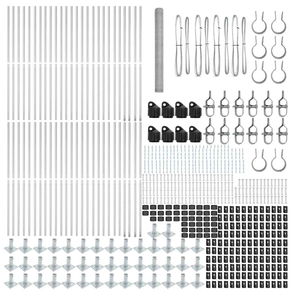 vidaXL Zaun mit Pfosten Silber 1,5 x 100 m PVC-beschichteter Stahl - Image 4