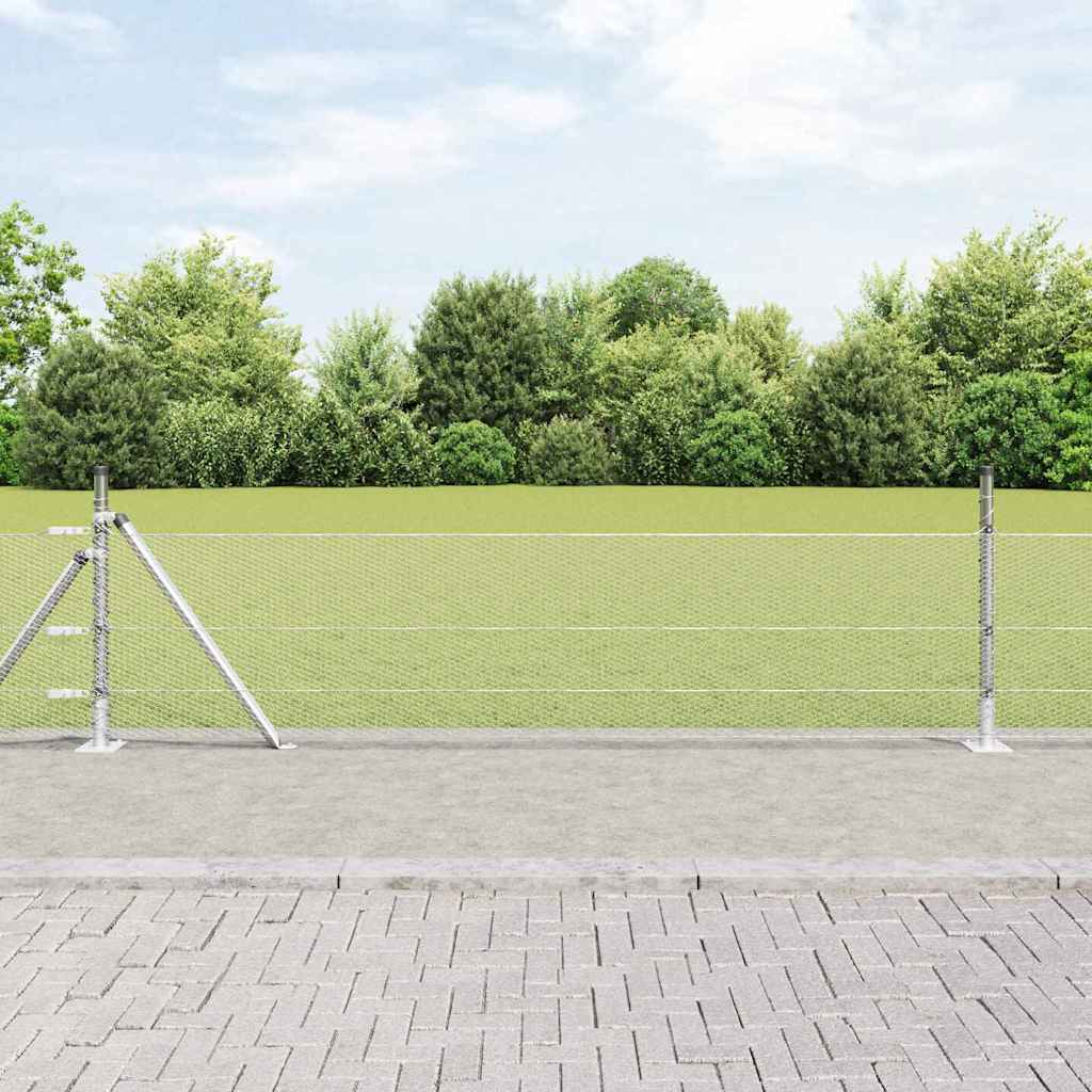 vidaXL Zaun mit Pfosten Silber 0,5 x 50 m PVC-beschichteter Stahl