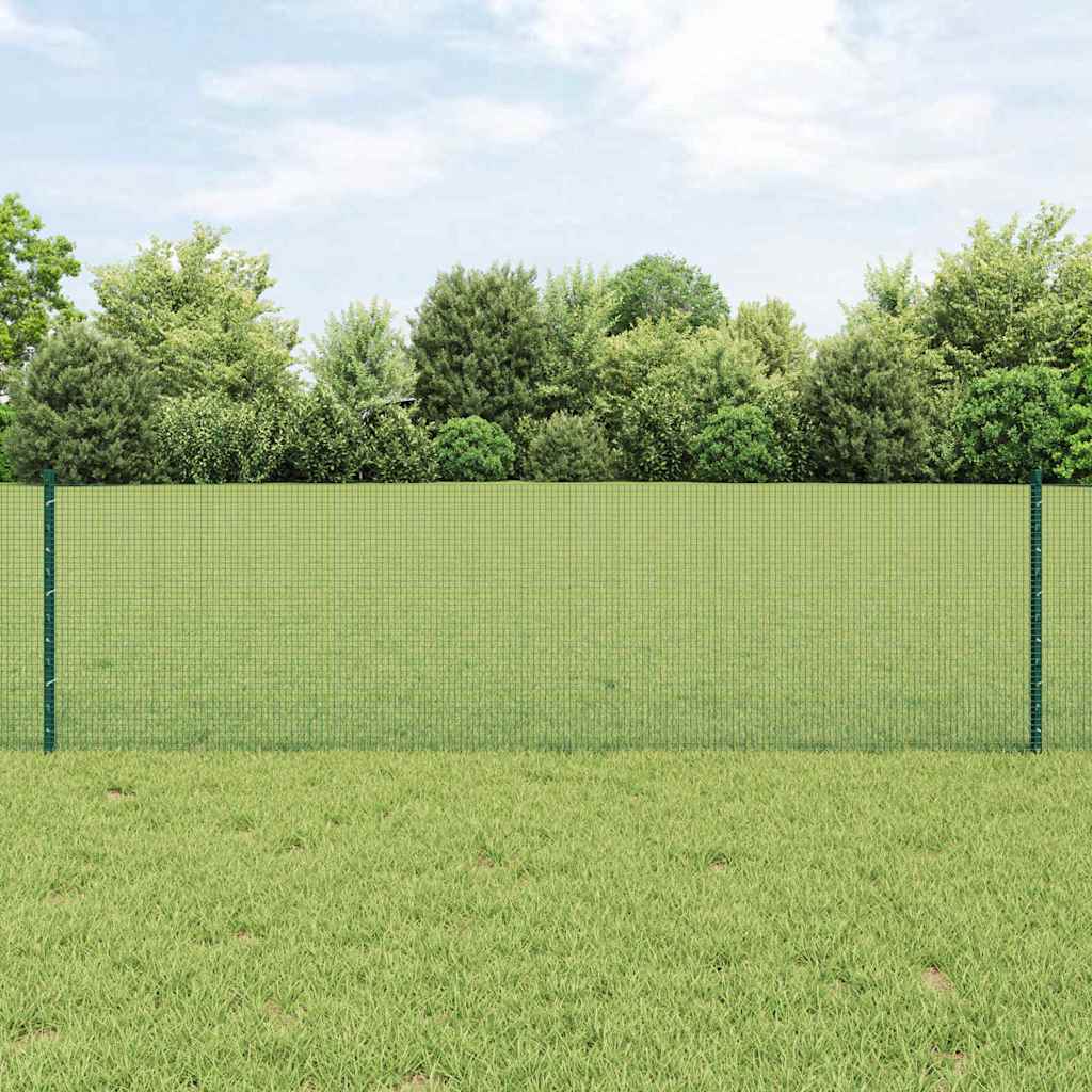 vidaXL Zaun mit Pfosten Grün 0,6 x 10 m Stahl
