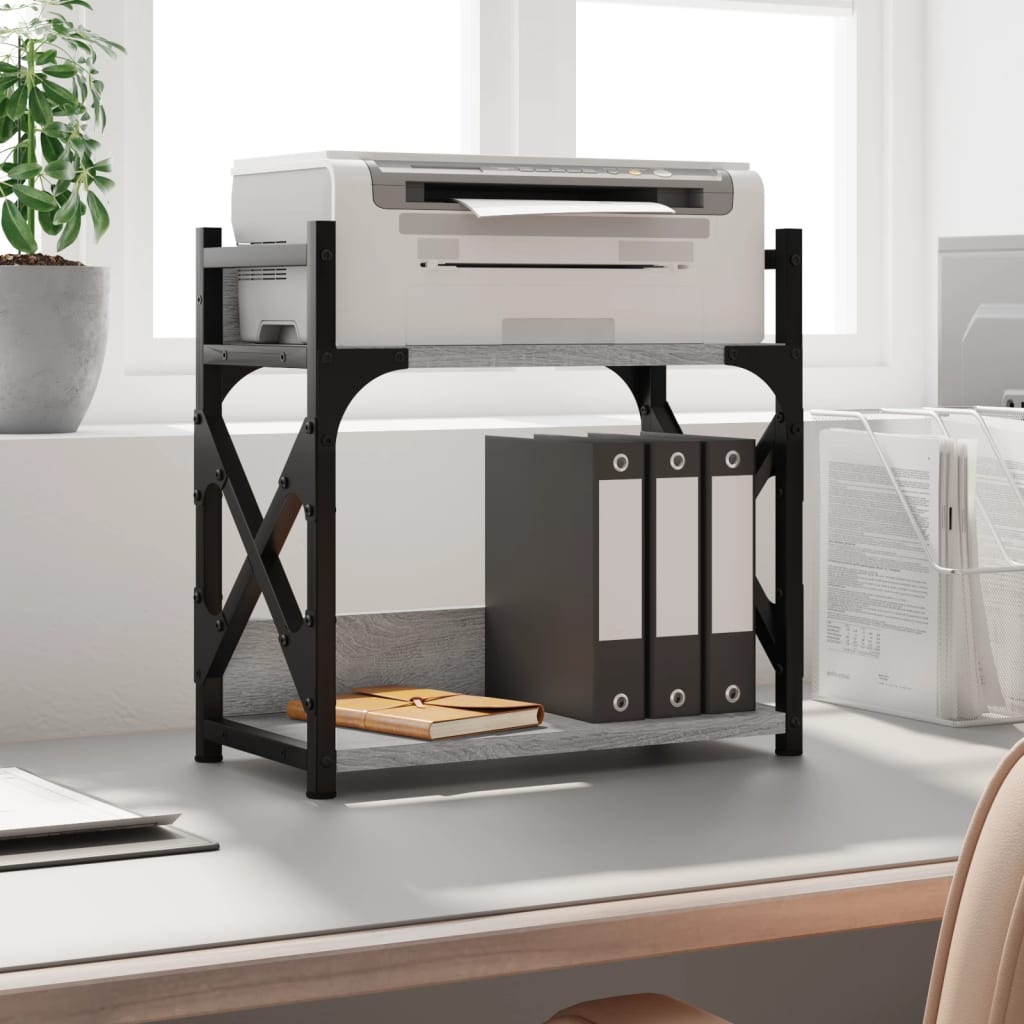 vidaXL Soporte de impresora 2 niveles gris Sonoma 40x20x40 cm