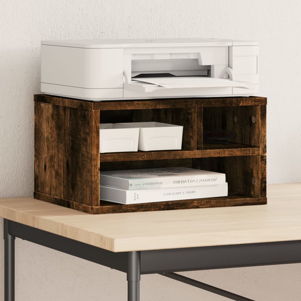 vidaXL Soporte impresora madera ingeniería roble ahumado 40x32x22,5 cm