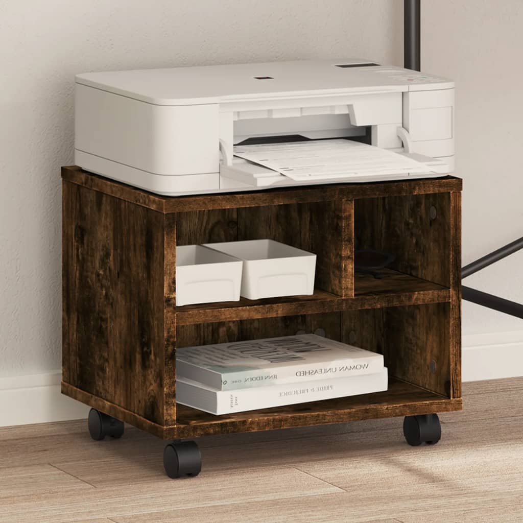vidaXL Soporte para impresora con ruedas roble ahumado 41x32x34,5 cm