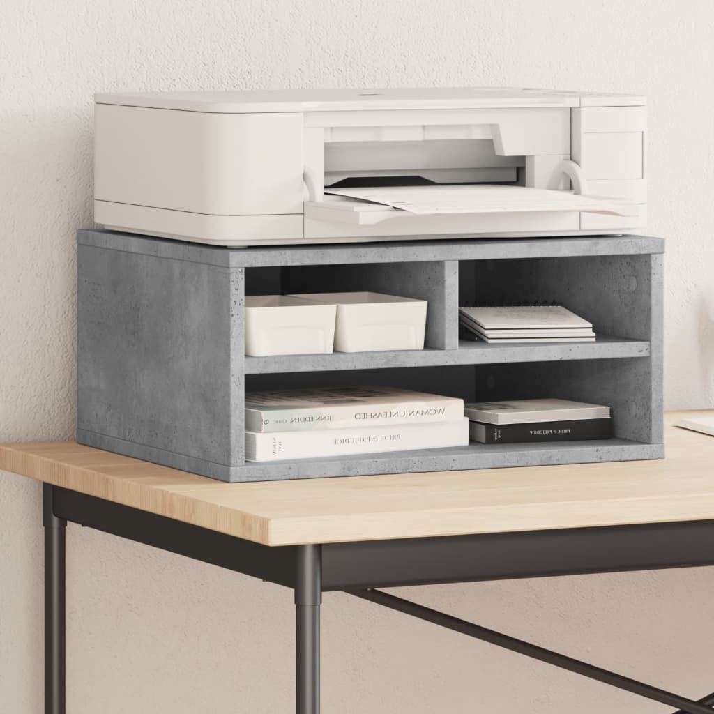 vidaXL Soporte impresora madera ingeniería gris hormigón 49x40x22,5 cm