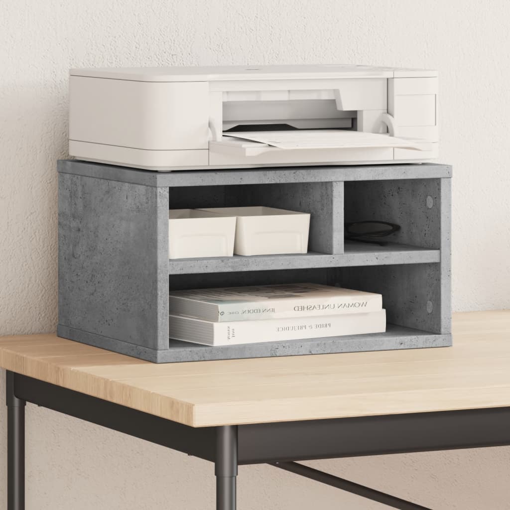 vidaXL Soporte impresora madera ingeniería gris hormigón 40x32x22,5 cm